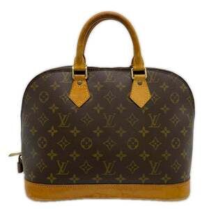 LOUIS VUITTON Alma PM M51130 Monogram Canvas Handbag, Brown Coated Leather, W...